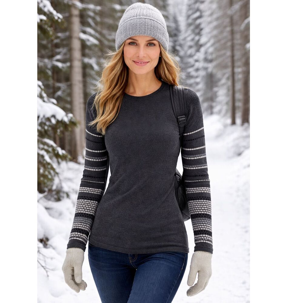 Smartwool Shadow Pine Crew Neck Sweater Charcoal Gray M
